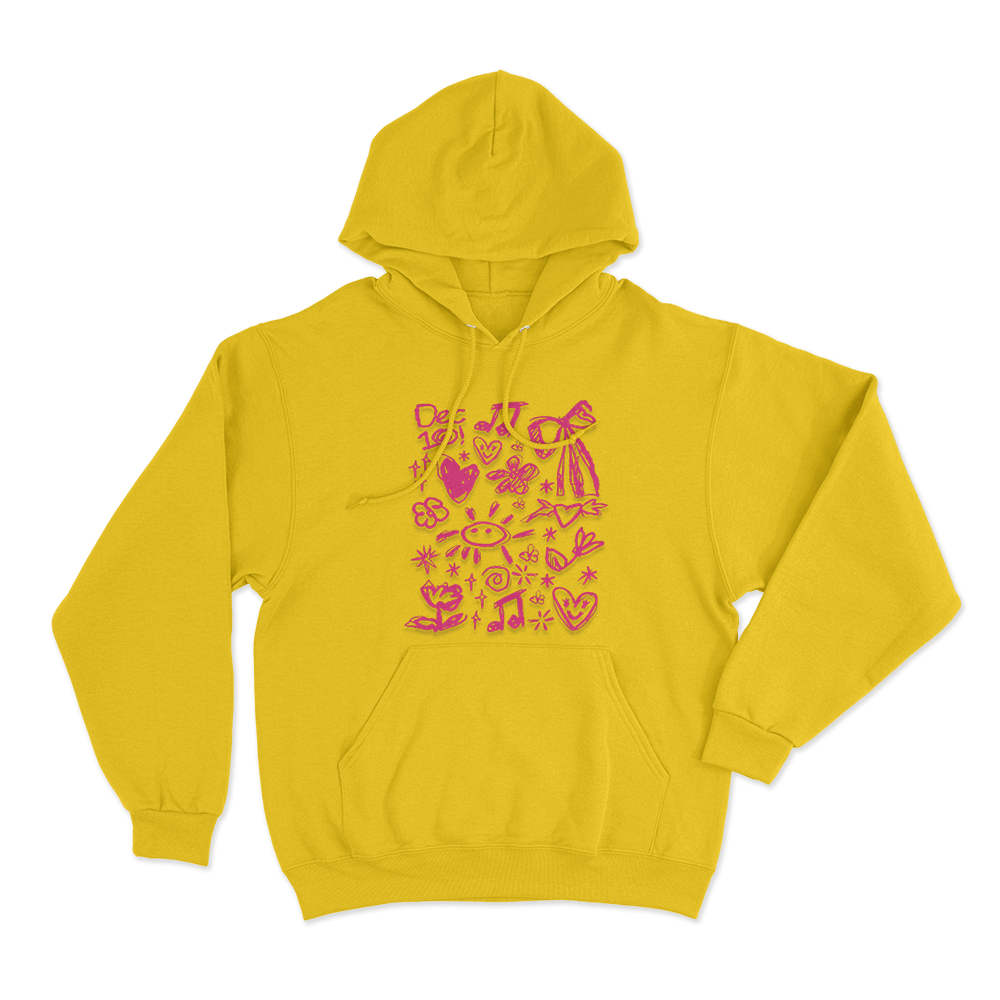 Dec 10 Doodle Art Unisex Hoodie Yellow Dec 10 Doodle Art Unisex Hoodie Yellow
